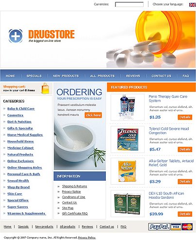 Example of a Drugstore/Medical template