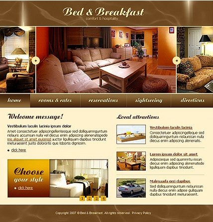 Example of a Bed & Breakfast template